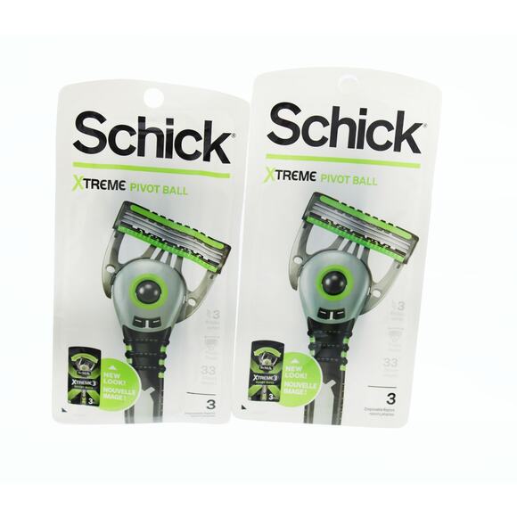 Men Razor Schick 3 Pack Xtreme Pivot Ball Disposable Razor 2 Pcs - Picture 2 of 4